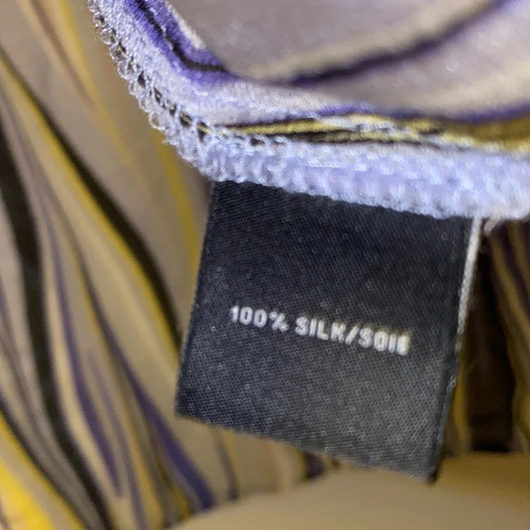 Lafayette 148 purple yellow pattern silk blouse 10 - Picture 6 of 11